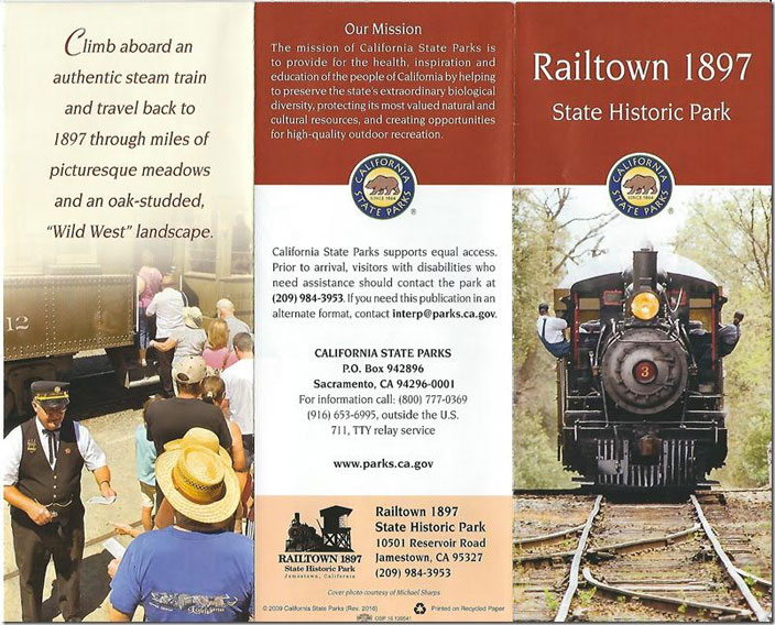 Railtown 1897 brochure. Page 1.