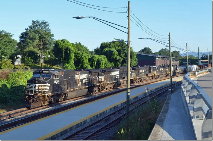 NS 9526-9714-7634-8464-7516 are parked on track 2 at Kemper St. station on Friday, 08-25-2018. 35Q-23 (Allentown PA - Linwood NC) had 32 lds/38 mtys. It was still parked here on Sunday morning. Lynchburg VA.