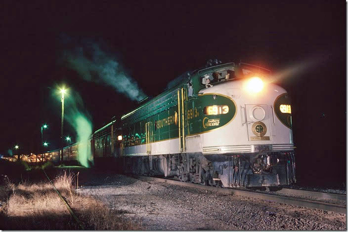 My able assistant Sue shivered as I popped off the flash bulbs. Southern Ry E-8a 6913. View 2. Lynchburg VA.