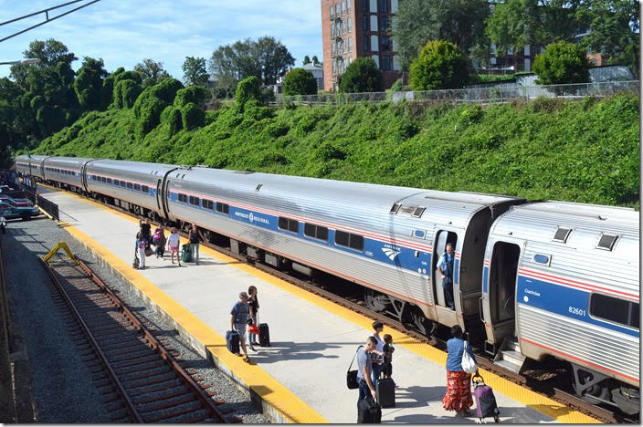 A lot of passenger boarded for the northbound run. Amtrak tr 16. View 3. Lynchburg VA.