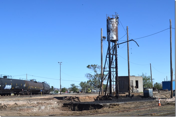 Tank cars are stored on the wye that used to serve the Kennecott smelter. Southwestern RR terminal. Hurley NM.