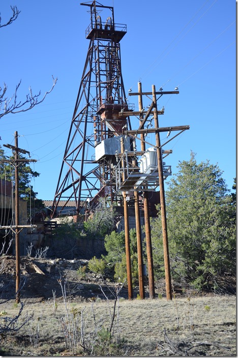 This is Empire Zinc Company’s shaft. There was a major labor struggle here in 1950 over higher wages paid to Anglos than Hispanics for the same type of work. You can check out the history of Hanover on the web. Empire Zinc Co head frame. Hanover NM.