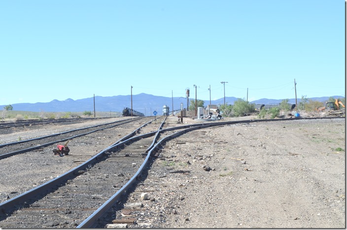 Looking north from the depot at the small yard and wye. Southwestern RR yard. Hurley NM.