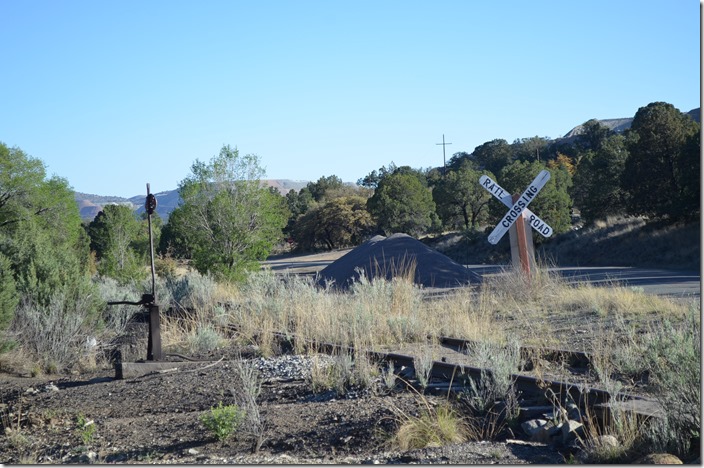 Looking south at Fierro. The railroad continued on up a gulch, but it was an active mine site. Fierro is largely a ghost town, reminiscent of declining camps in the Appalachian coal fields. Southwestern RR. Fierro NM.