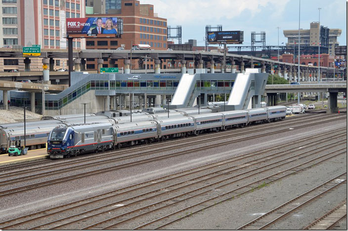 Amtrak IDTX 4623 #303 St Louis MO. Busch Stadium in the background.