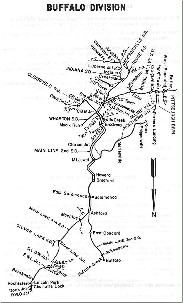 B&O #1 timetable map 1969. It’s upside down! Buffalo Div map.