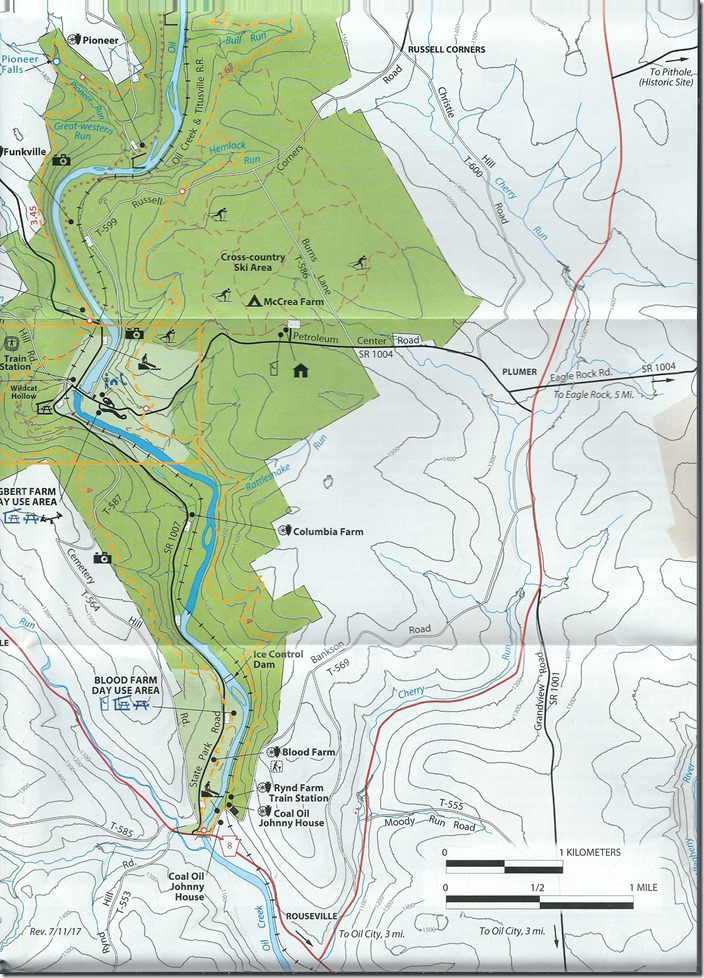 Lower end of the Oil Creek State Park. OC&T ends at Rouseville and the Western New York & PA begins their line to Meadville. Oil Creek SP.