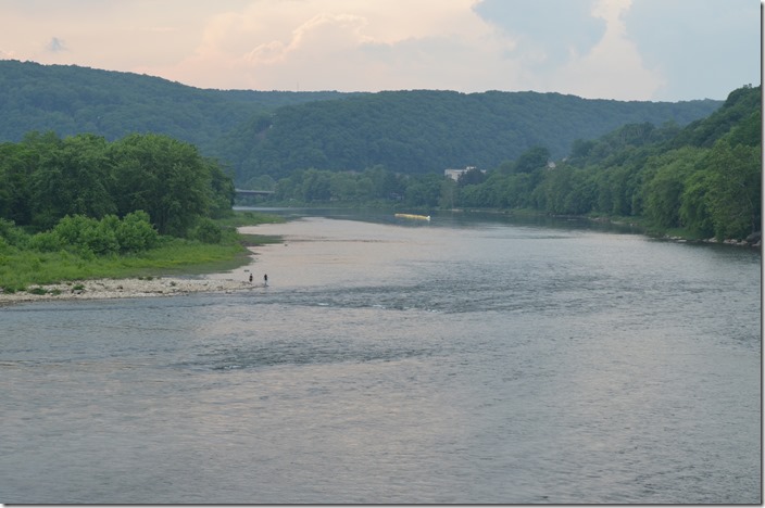 Placid Allegheny River looking toward downtown Oil City PA on the right.