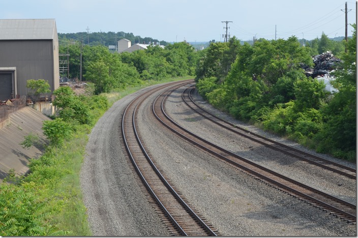 Looking north up Crab Creek and the Youngstown Line from the Federal St. bridge in East Side. Erie-Lackawanna’s First District main line would have also entered Youngstown via Crab Creek from Meadville and been behind those trees before reaching their station smack downtown. Like Pikeville the E-L track is gone through downtown, and it would be difficult to locate without past photos as reference.