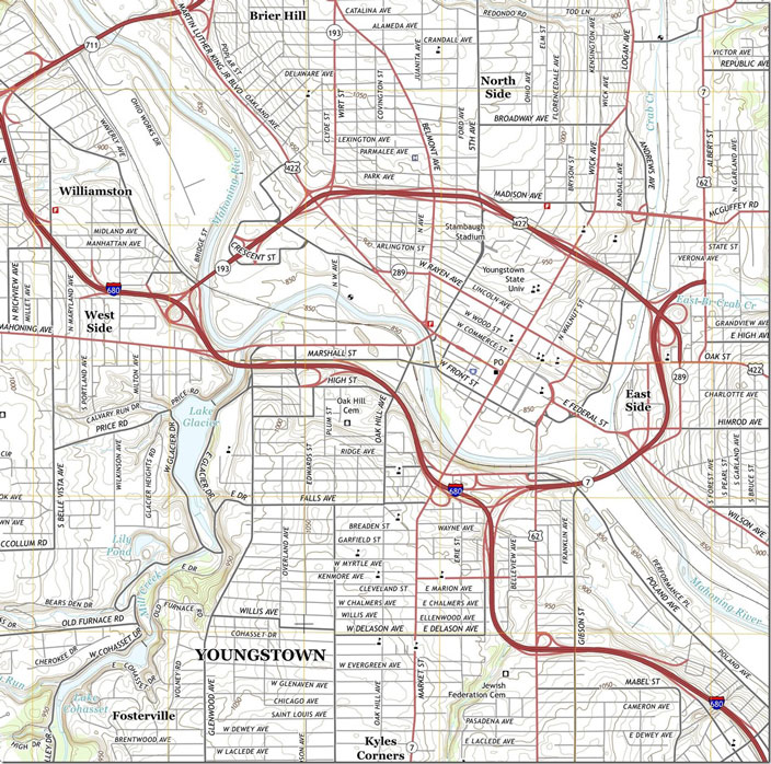 Youngstown OH, 1:24,000 quad, 2013, USGS.