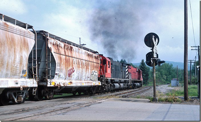 WNY&P interchanges with NS and B&P at Driftwood. WNY&P 631-637. Port Allegheny PA.