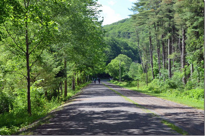 Pine Creek Rail Trail looking north at Darling Run. Pine Creek Gorge PA.