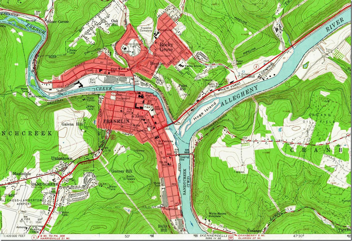 Franklin PA, 1:24,000 quad, 1963, USGS.