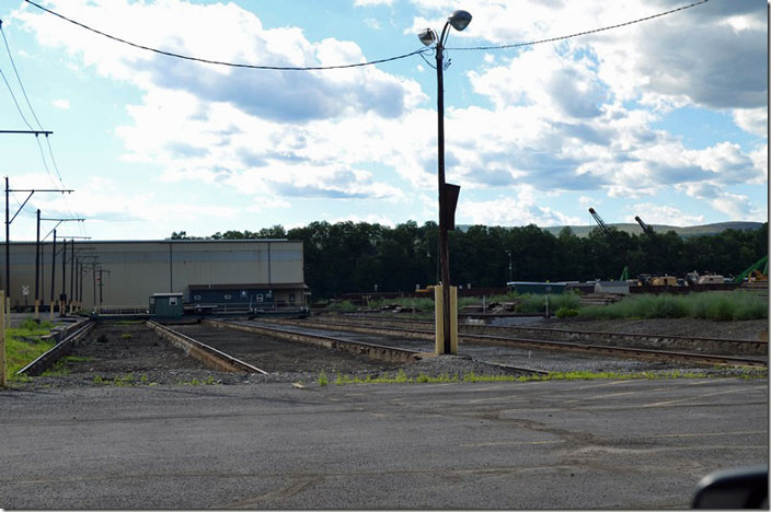 So what is that big industry that LVRR serves out here? We thread around the village of Avis on back streets. What’s this...a transfer table! Jersey Shore Steel. Avis PA.