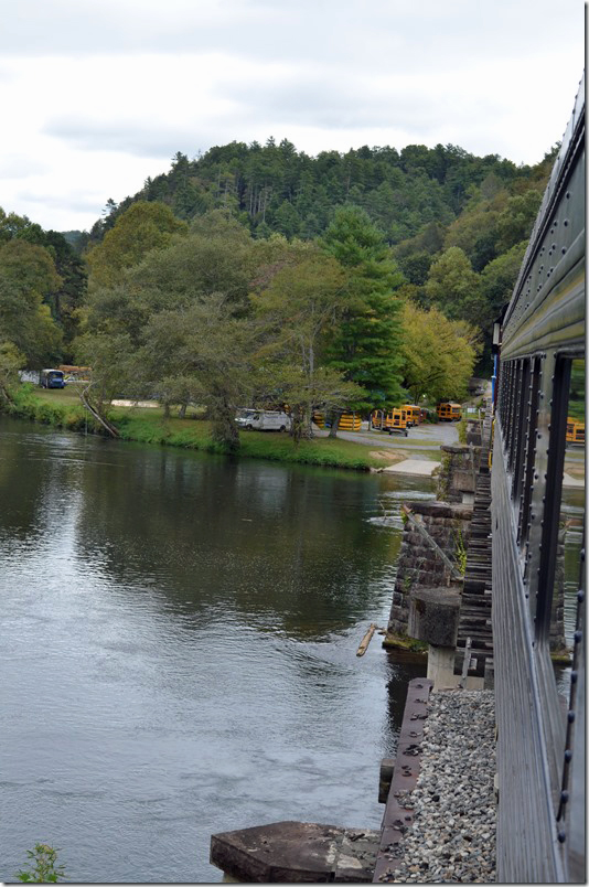 Crossing the Hiwassee River bridge at Reliance TN. TVR.