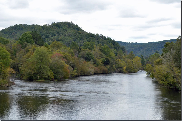 Looking east up the Hiwassee River at Reliance TN. TVR.