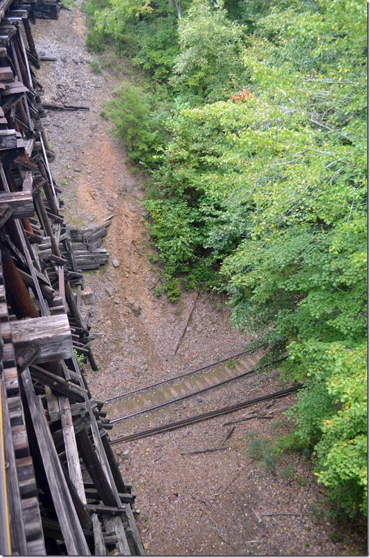 The top track is 62 feet above the lower track. TVR Hiwassee Loop.