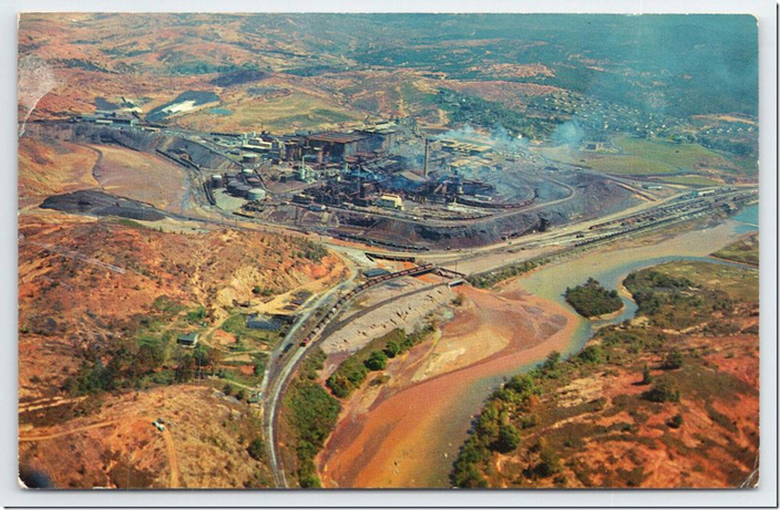 The reason this line became so important was the development of copper mines and smelters in the late 1800s. Tennessee Copper Co. sold out to Cities Service (the petroleum company Citgo). The copper companies had their own extensive rail lines out to the mines. Mining ceased in the 1980s, but the sulfuric plant continued until the late 1990s. Tenn Copper Co aerial view 1966.