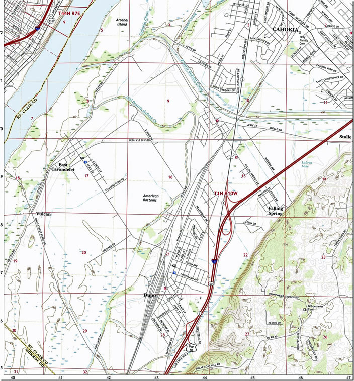 Cahokia, IL-MO, 1:24,000 quad, 2018, USGS.