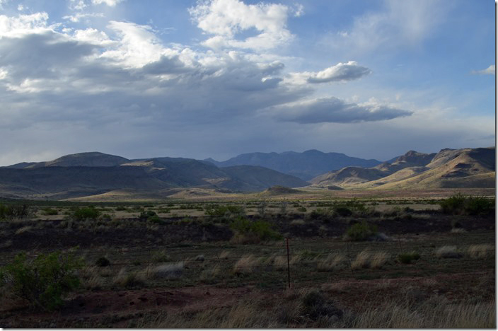 SP (EP&SW) roadbed in the foreground looking west near Apache AZ.