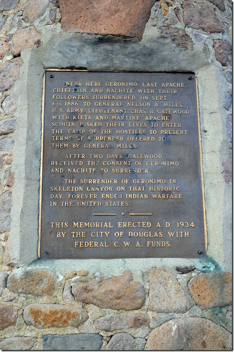 Nelson Miles was a veteran of the Civil War and went on to serve in the Spanish American War. Geronimo surrender monument plaque. Apache AZ.