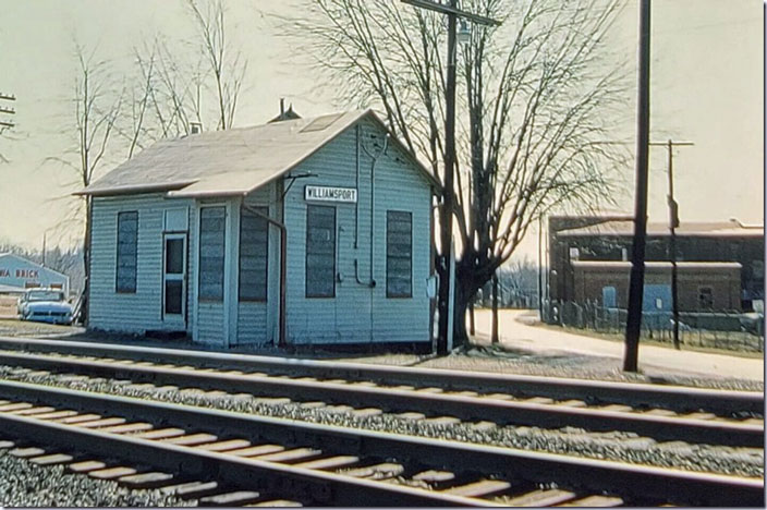 Some years later the Williamsport train order office is closed, although double track remains. WM tower Williamsport MD Photographer unknown. 