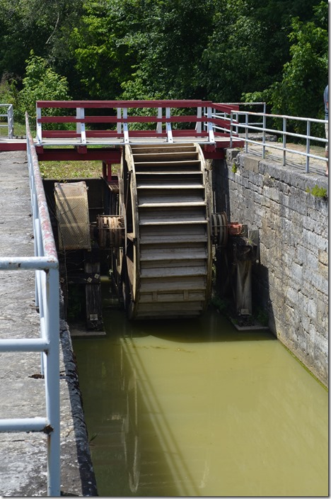 The grist mill water wheel was not in use on this day. Metamora IN.