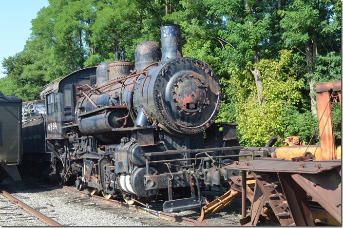 NYC 0-6-0 6894 is ex-Nicholson Terminal & Dock, and exx-Wyandotte Southern, nee-Michigan Central. It was one of the numerous B-10w class on Central’s roster. Connersville IN.