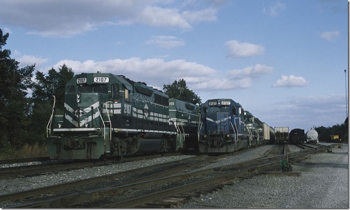 PAL 2107 and 2127 face the late afternoon sun at the west end of West Yard on 10-24-2013.